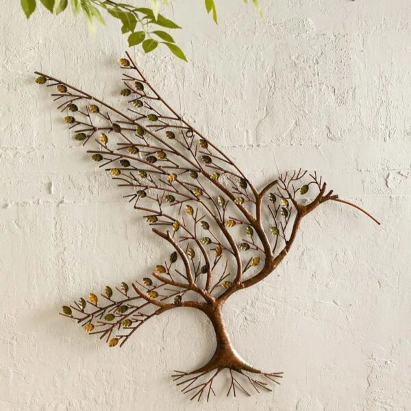 Hummingbird with Branches Metal Wall Art