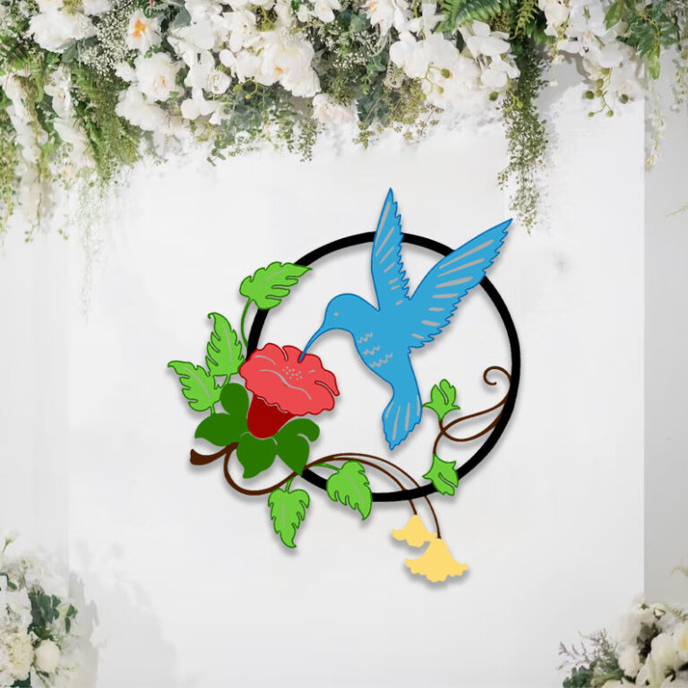 Blue Hummingbird Metal Wall Art