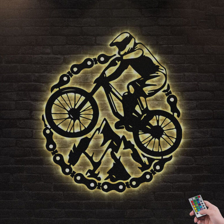 MTB Mountain Bike Metal Wall Art With LED Lights