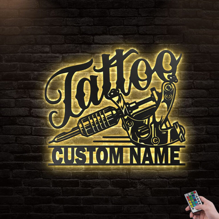 Personalized Tattoo Artist Metal Wall Art With Led Lights