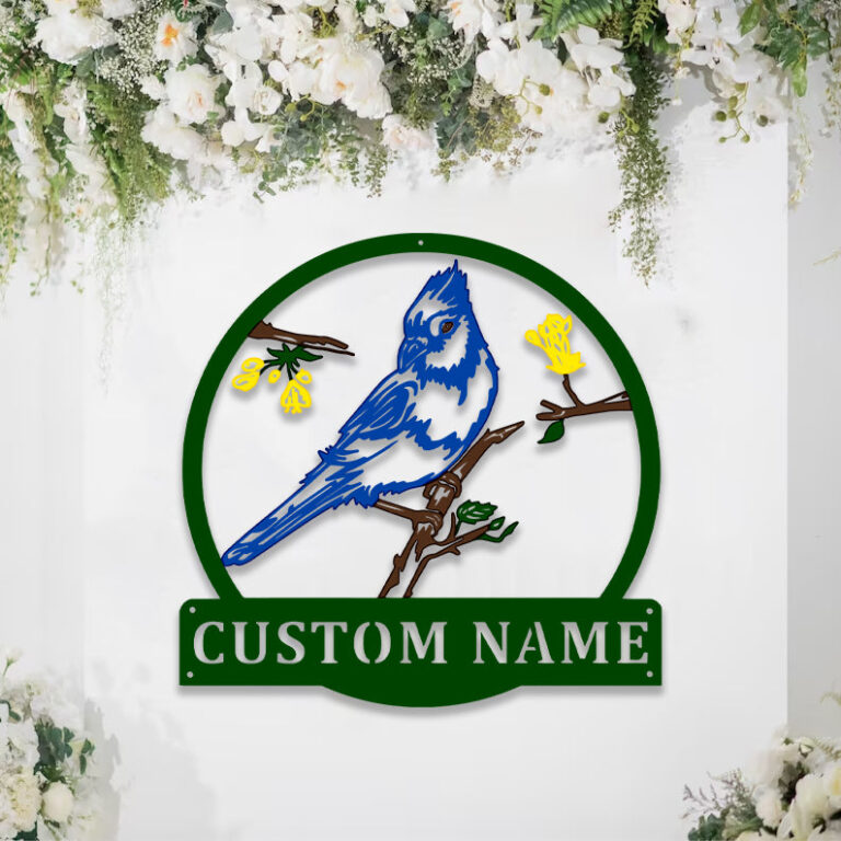 Personalized Metal Bird Blue Jay Art | Garden Decoration | Personalized Gift