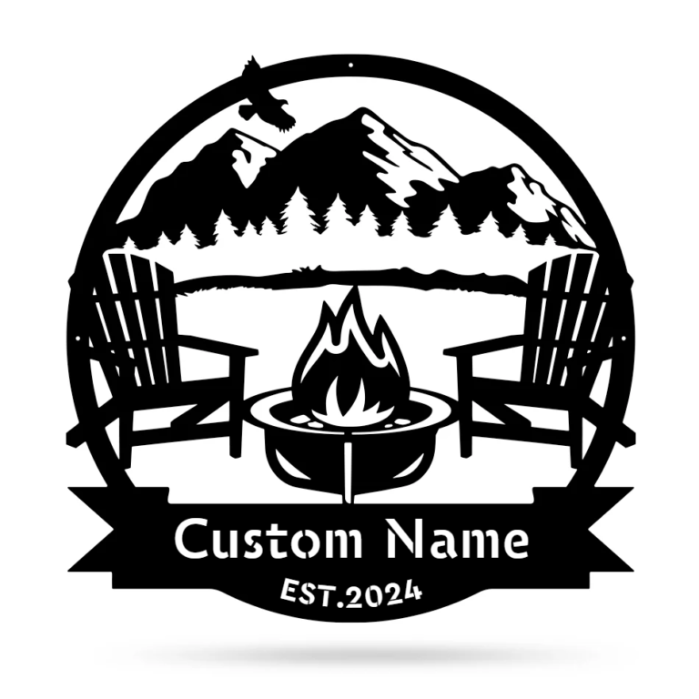 Personalized Campfire Monogram Metal Sign