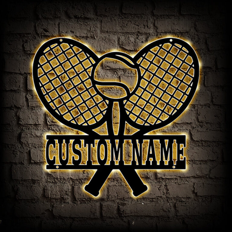 Custom Tennis Metal Sign With LED Lights