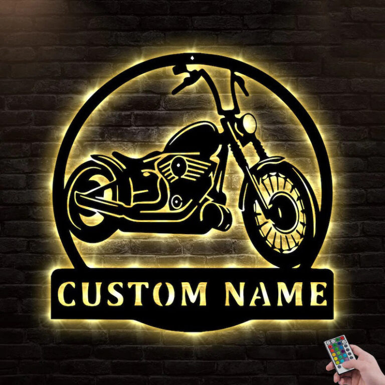 Custom Motorcycle Metal Wall Art With Led Lights