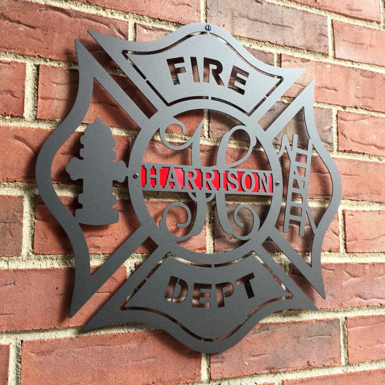 Custom Firefighter Cross with Ladder Metal Sign