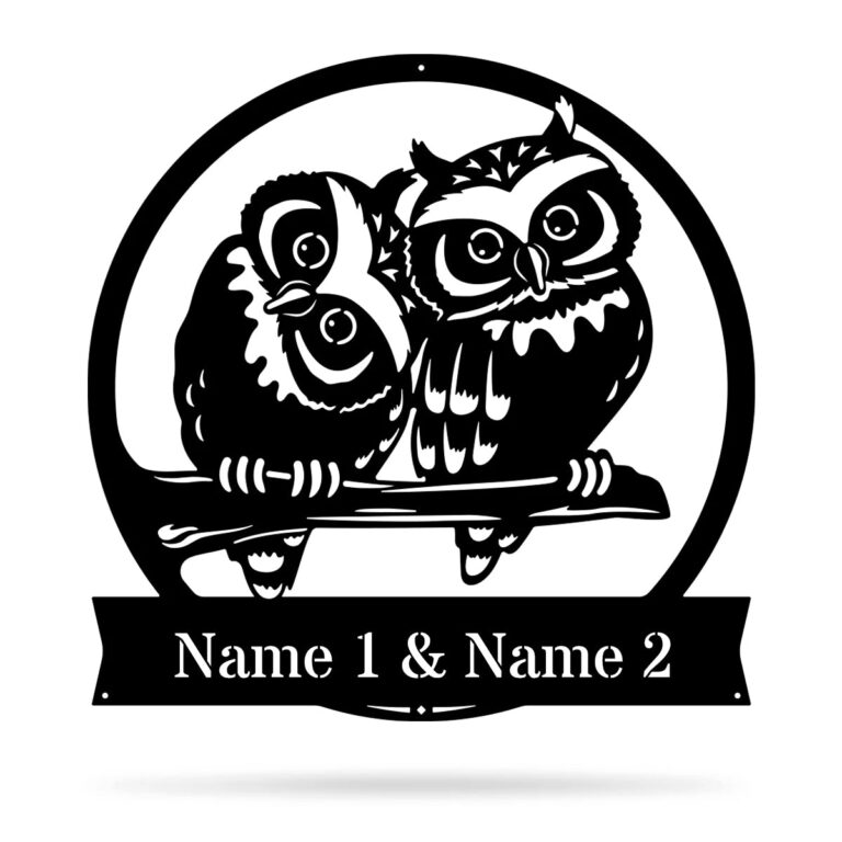 Personalized Couple Gift - Owl Metal Monogram