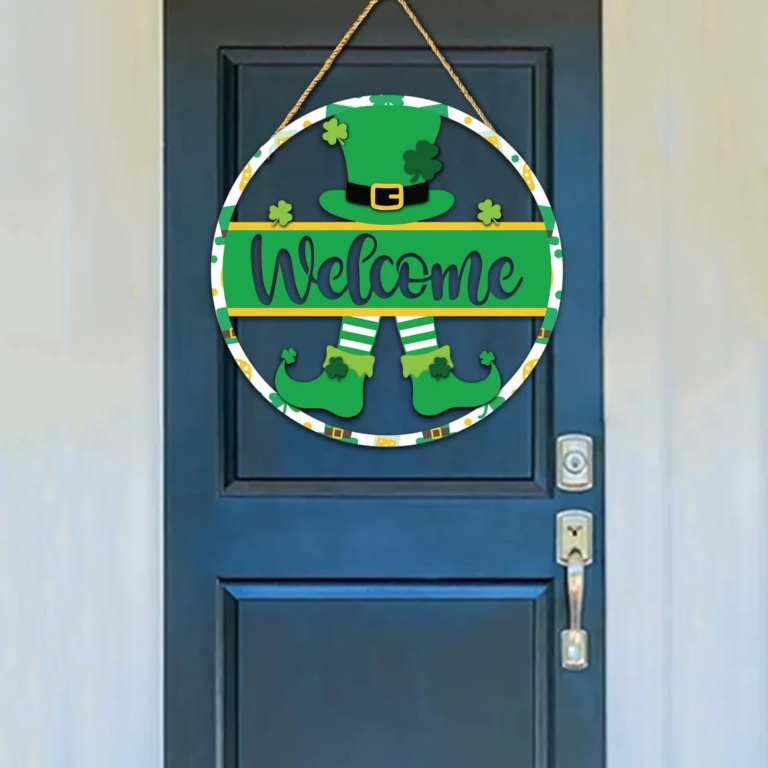 St. Pattys Day Decor-Welcome Metal Sign