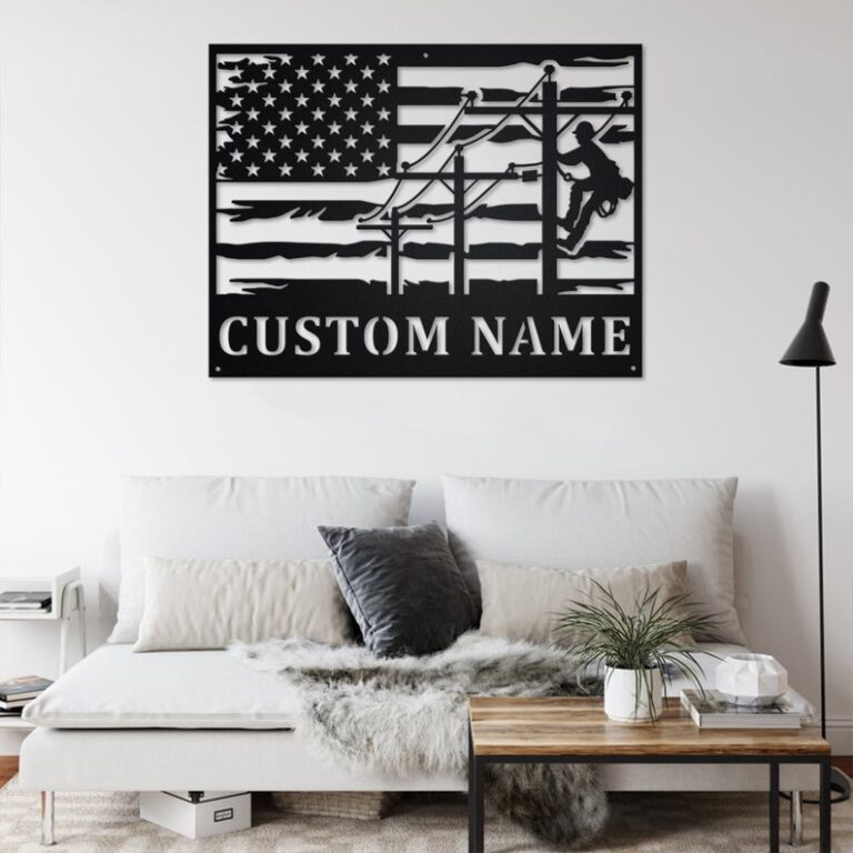 VVEDESIGN Custom Lineman Metal Wall Sign - Personalized Lineman Metal Wall Art - Lineman Metal Wall Decor - Horizontal Wall Decor - Housewarming Gift - Image 4