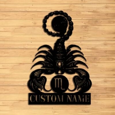 YYGQ Custom Scorpio Zodiac Symbol Constellation Stars Metal Wall Art LED Light - Personalized Horoscope Name Sign Home Decor - Ideal for Home