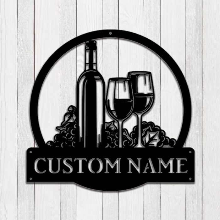 Custom Wine Metal Wall Sign - Personalized Wine Metal Wall Art - Wine Metal Wall Decor - Kitchen Wine Sign - Wine Theme Name Sign - Wine Led Decor