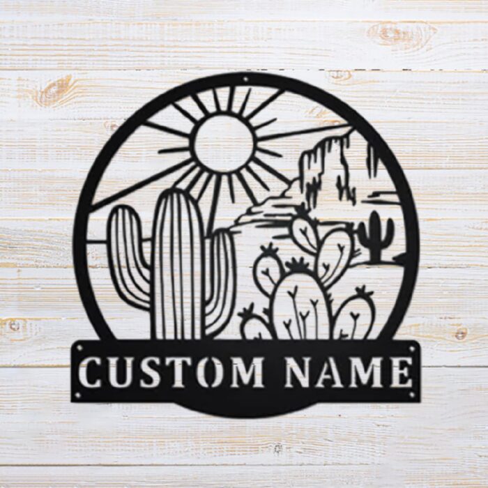 Nanlili PoroX Cactus Lovers Metal Wall Sign, Personalized Cactus Metal Signs, Cactus Metal Wall Art,Office Wall Art Housewarming Outdoor Metal Signs Gifts - Image 2