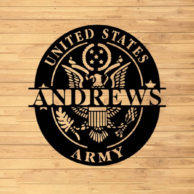 VVEDESIGN Custom Army Metal Wall Sign - Personalized Army Metal Wall Art - Army Metal Wall Decor - Housewarming Gifts - Metal Home Decor - Indoor Signs