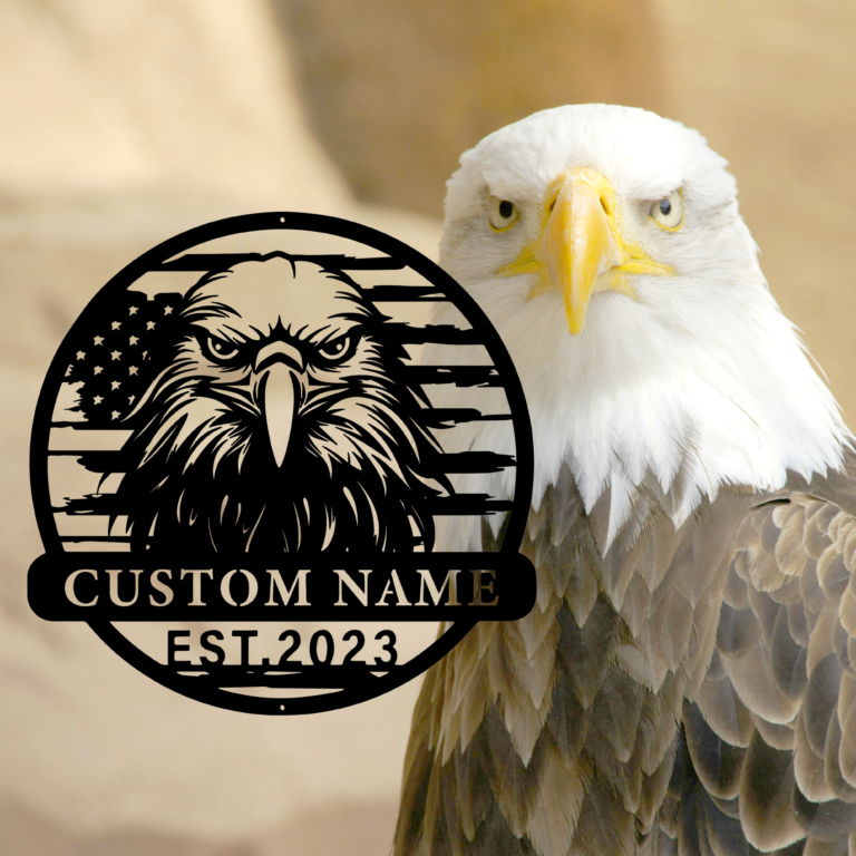 Custom Eagle Metal Wall Art,Personalized American Flag Eagle Wall Decor,Patriotic Eagle US Flag Sign,Independence Day Gift,Patriotic Gift,8-24 inch - Image 2