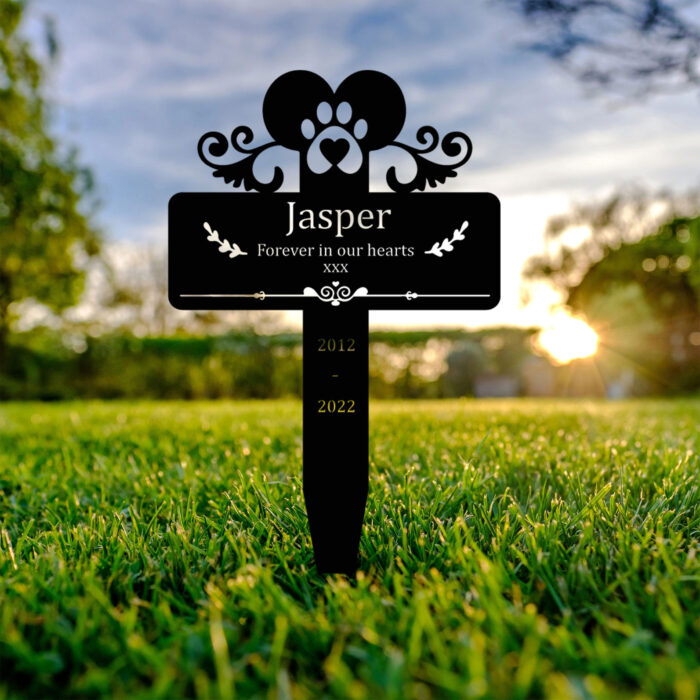 Custom Dog Name Sign Metal Grave Stake, Personalized Dogs Headstone Cross Sign, Customized Remembrance Gift for Pet Owner Dog Lovers, Garden Lawn Pet Sympathy Gifts, Indoor Outdoor Memorial Plaque - Image 2