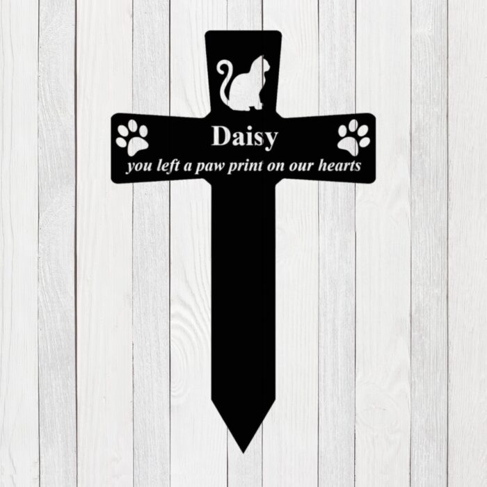 Gerryed Custom Cat Grave Markers Cross Personalized Cat Memorial Grave Stake Cat Memorial Sign Pet Grave Markers Cat Loss Gift Pattern 24inch - Image 4