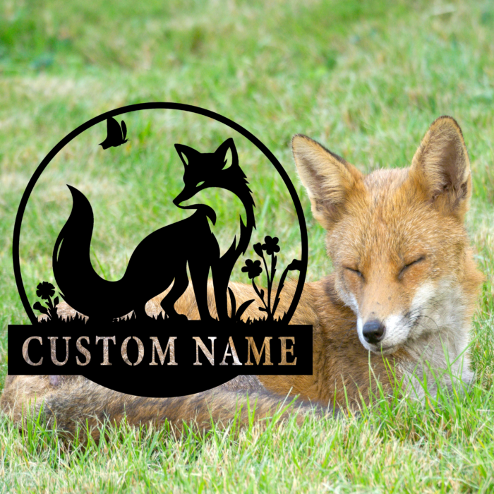 HIOKPLS Custom Floral Foxes Metal Wall Art,Personalized Foxes with Flowers Metal Sign,Foxes Metal Wall Decor, Home Decor,Foxes Cabin Sign,Foxes Lover Gift,8-24 inch - Image 2