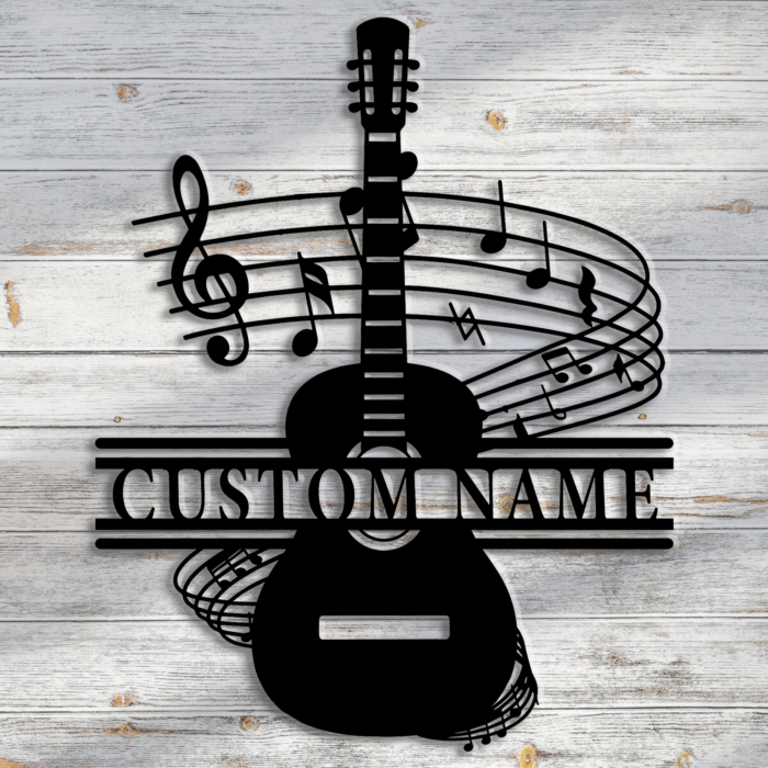 Personalized Guitar Metal Sign,Custom Guitar Wall Art Decor for Music Lovers,Metal Wall Hanging for Musicians,Guitar Studio Sign,Gift For Guitarist,8-24 Inch