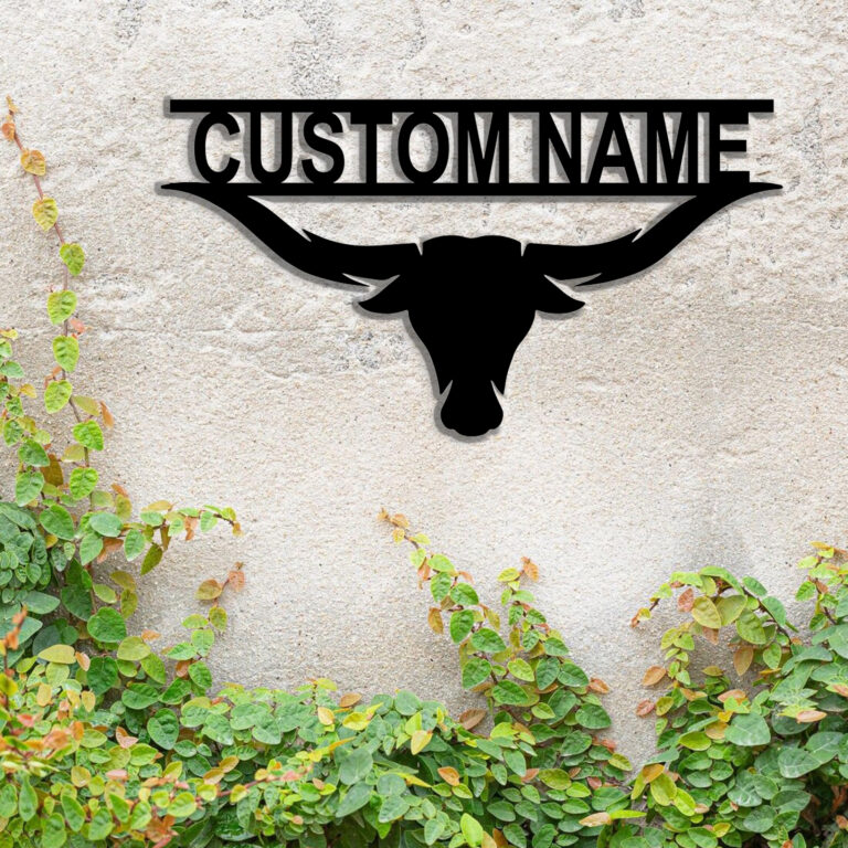 ElevateIQ Custom Longhorn Metal Wall Art | Personalized Name Sign | Southwest Decor | Longhorn Design for Unique Room Accent | 8-24 Inch, Black - Image 3