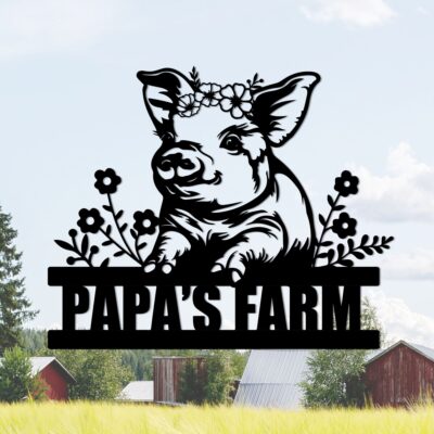 Metal Pig Sign Pig Farm Sign Personalized Pig Metal Wall Art Pig Metal Sign Family Name Sign Farmhouse Decor Farmer Gift, Pig Lover Gift