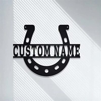 Custom Horseshoe Metal Sign Horseshoe Wall Decor Personalized Horse Name Sign Horse Stable Ranch Barn Farm Signs Decor Farmer Gift
