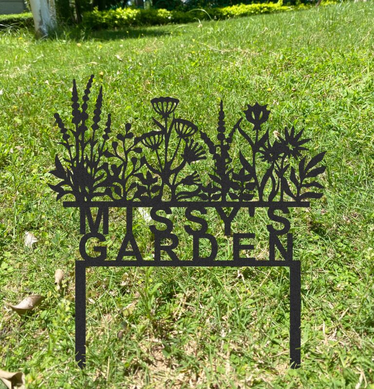 Custom Metal Garden Decor, Personalised Flowers with Stakes Garden Sign, Flower Design Garden Name Sign,Housewarming Gift, Gifts for Dad Him