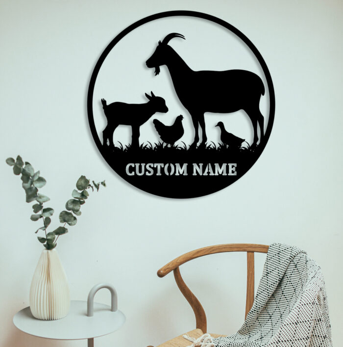 Custom Goat Farmhouse Metal Sign,Personalized Goat Name Metal Sign,Custom Metal Goat Duck Chicken Metal Wall Art,Custom Goat Family Name Sign for Room Home Front Door Decor,Personalized Goat Gift - Image 3