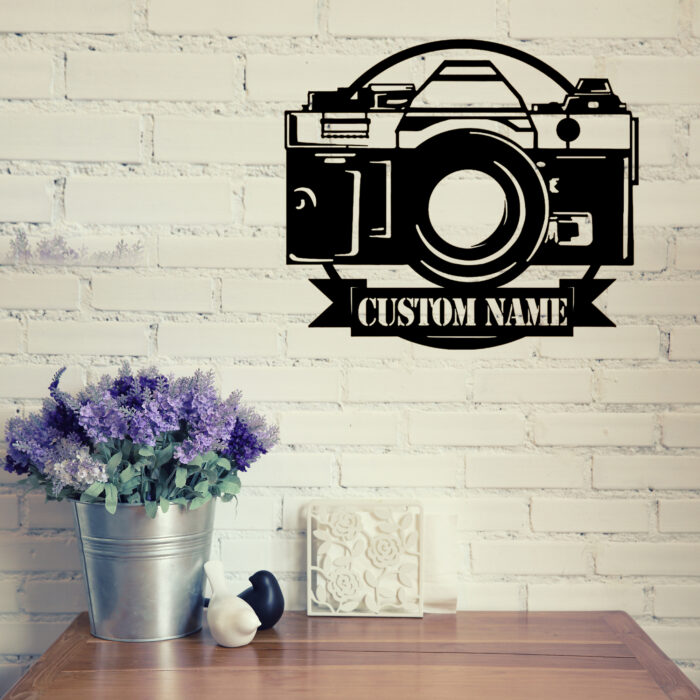 Politesers Custom Photography Metal Wall Sign - Photography Metal Wall Art - Photography Metal Decor - Camera Metal Sign - Photographer Name Signs - Photography Lovers Gift - Image 3