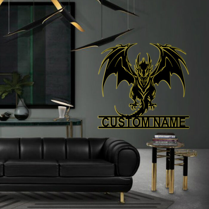 Custom Dragon Metal Wall Art??Custom Name Dragon Metal Sign With LED Light, Dragon Lover Gifts, Boy Room Decor?? Dragon Metal Art?? Birthday Gift??Man's Cave??Gaming Room Metal Wall Decor - Image 4