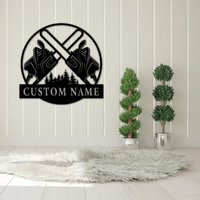 Personalized Logging Chainsaw Metal Wall Art, Custom Logger Name Sign Decoration For Room, Logging Metal Home Decor, Custom Logging, New Home Gift - Image 4