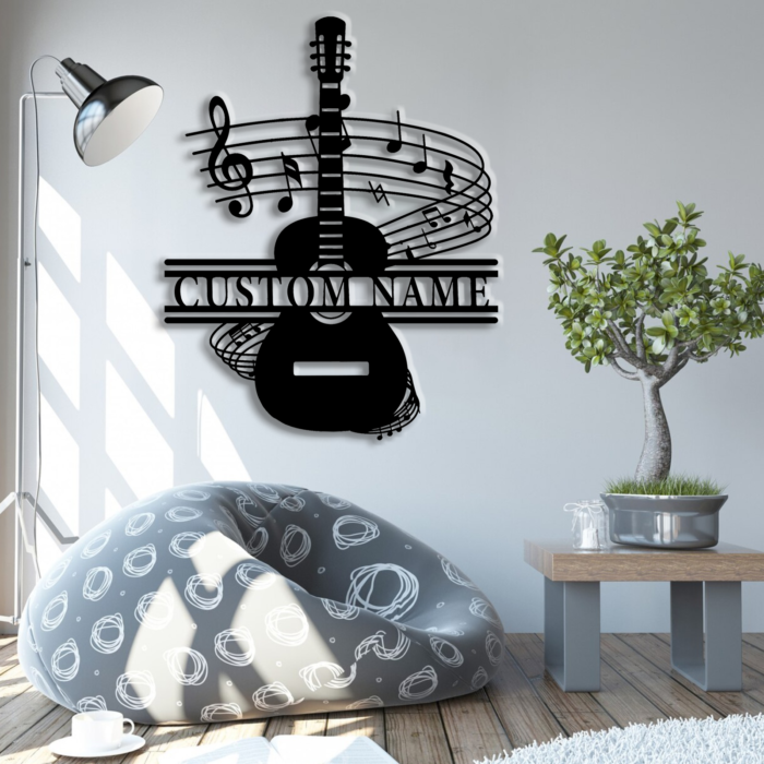 Personalized Guitar Metal Sign,Custom Guitar Wall Art Decor for Music Lovers,Metal Wall Hanging for Musicians,Guitar Studio Sign,Gift For Guitarist,8-24 Inch - Image 5