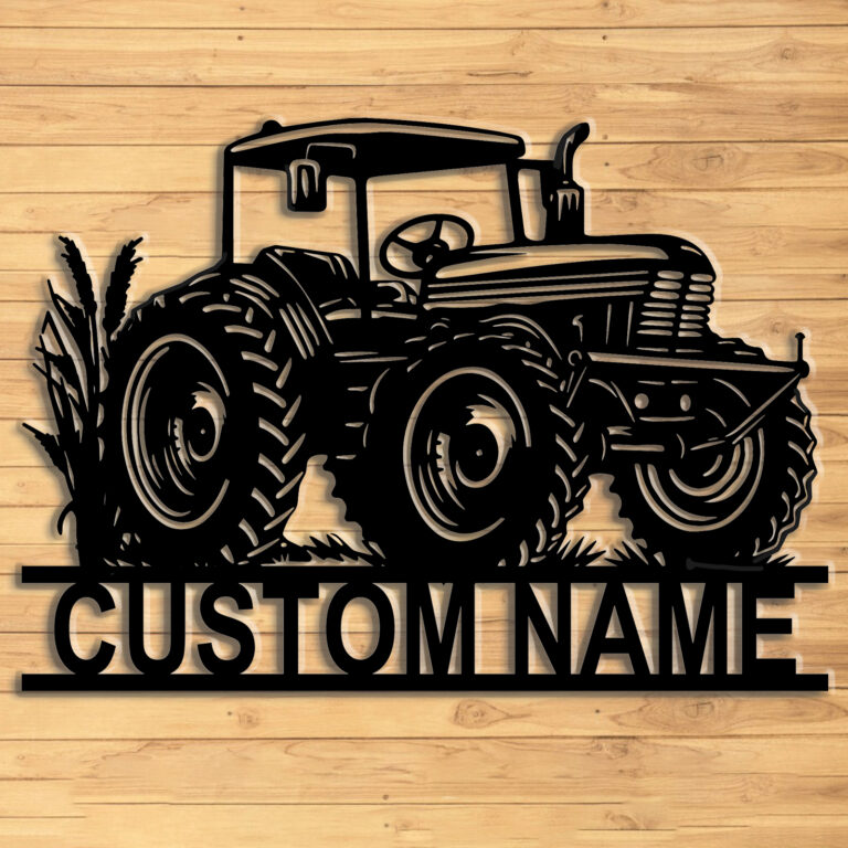 ElevateIQ Custom Tractor Metal Wall Sign - Personalized Tractor Name Art, Farmhouse Decor for Garage - Gifts for Farmers - Custom Tractor, Housewarming Gift, Black, 8 to 24 Inches