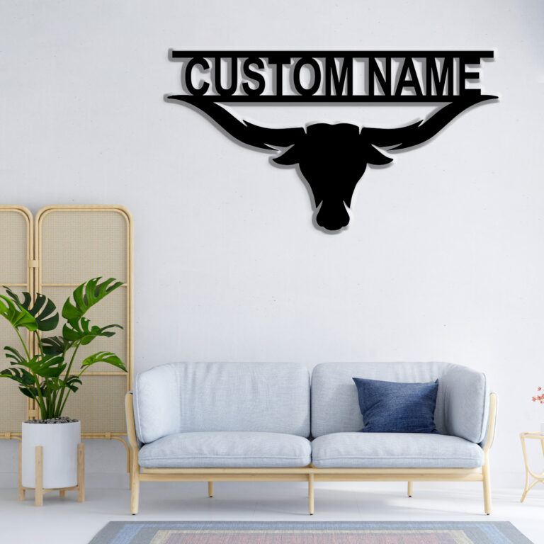 ElevateIQ Custom Longhorn Metal Wall Art | Personalized Name Sign | Southwest Decor | Longhorn Design for Unique Room Accent | 8-24 Inch, Black - Image 4