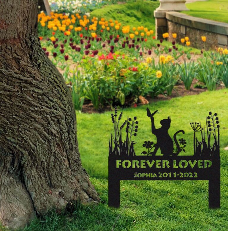 Cat Garden Memorial Stake Sign Personalized,Pet Grave Markers Sign,Pet Loss Gift,Cat Butterfly Decoration,Sympathy Sign,Remembrance Stake