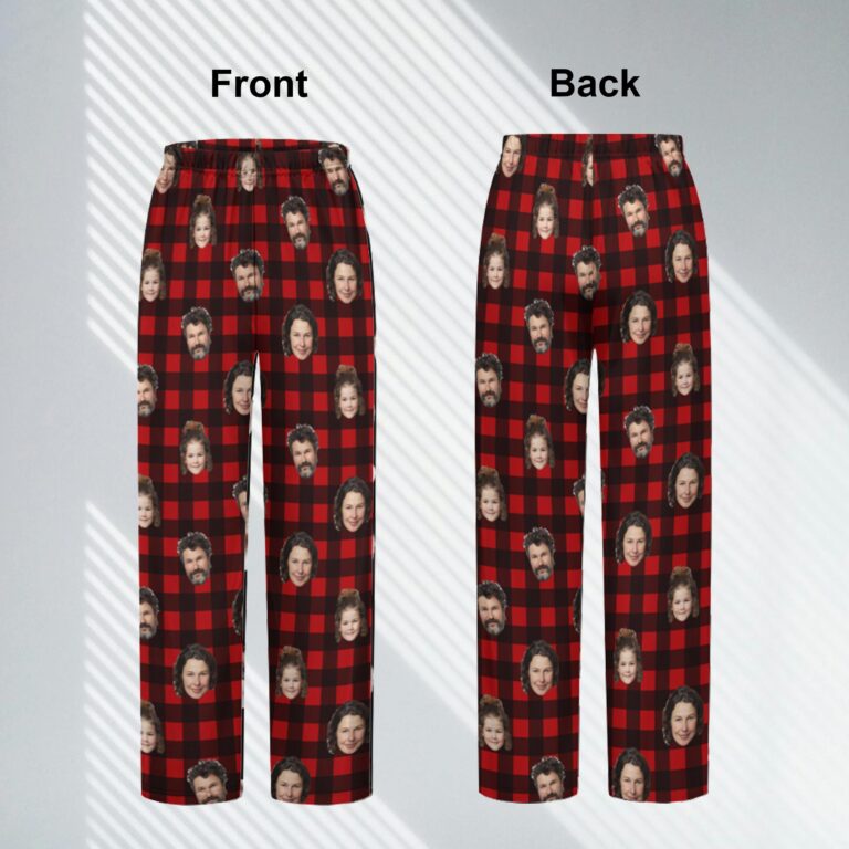 Personalized Photo Pajama Pants for Men Women Kids, Custom Picture PJ Bottoms, Family Face Pajamas, Cat Dog Pet Face Pants, Christmas Gift