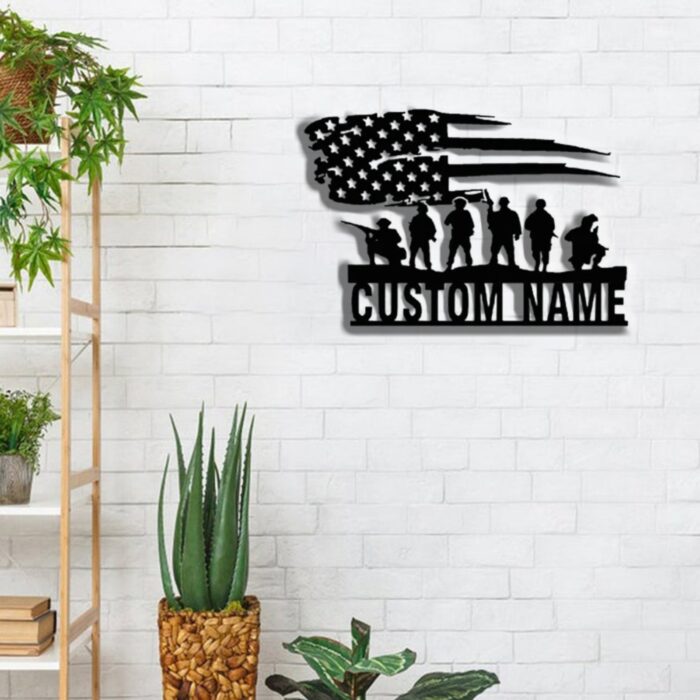 CUSTOM us Soldier Metal Sign, Soldier Mility Metal Wall Art, USA Flag Sign, Personalized Army Name Sign, 4th of July Decor, Valentines Day Gifts for Him Monogram Wall, - Image 4