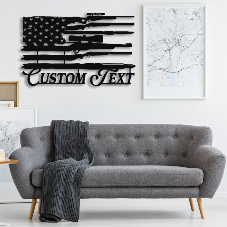 Custom American Flag Gun Metal Wall Art, Personalized Gun Flag Name Sign, Gun Lover's Gift, Home Decor, Flag Metal Decor, Black, 8-24 Inches - Image 4