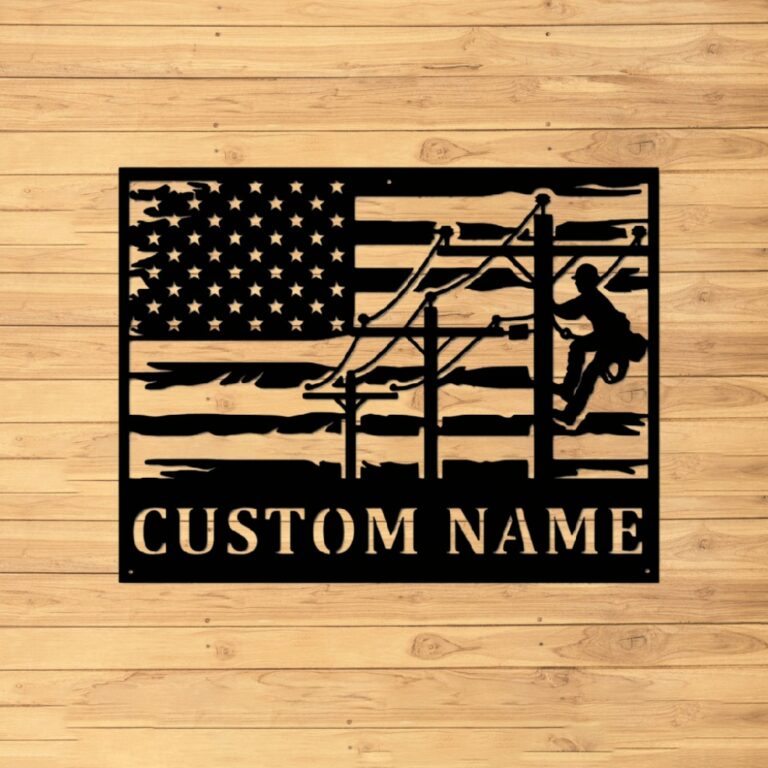 VVEDESIGN Custom Lineman Metal Wall Sign - Personalized Lineman Metal Wall Art - Lineman Metal Wall Decor - Horizontal Wall Decor - Housewarming Gift