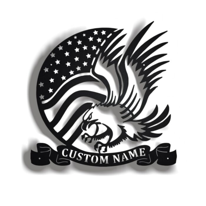 Custom American Eagle Flag Metal Wall Art, Personalized Metal Eagle Name Sign, Eagle Metal Home Decor, Custom Eagle Us Flag ?? Decoration for Room??Family Wall Decor??Men's Valentine's Day Gifts