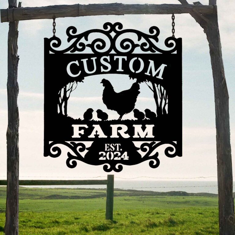 Personalized Chicken Farm Metal Sign, Farm Coop Sign,Custom Chicken Farm Sign, Family Name Metal Sign, Farm House, Hen House Coop Sign