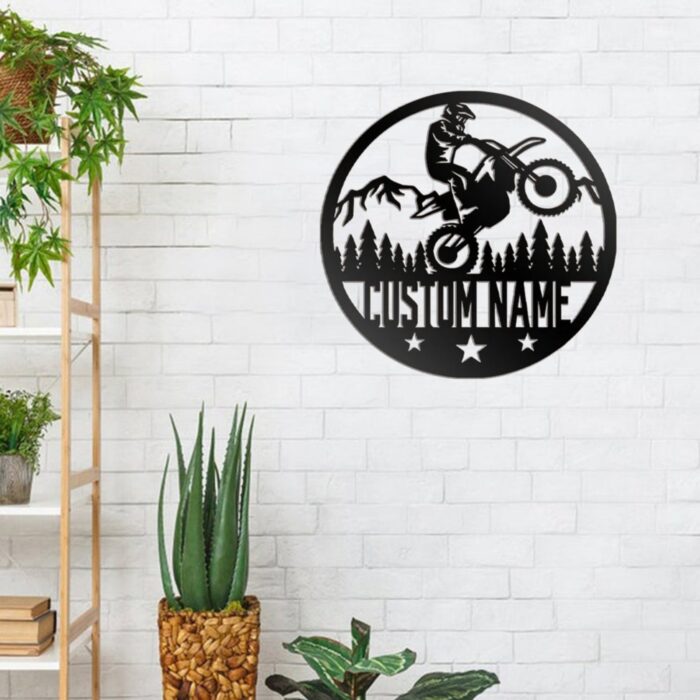 Custom Biker Metal Wall Art, Personalized Dirt Bike Name Sign Decoration for Room, Motorcycle Home Decor, Motocross Rider Monogram Wall Decor, Personalized Name Logo - Image 4