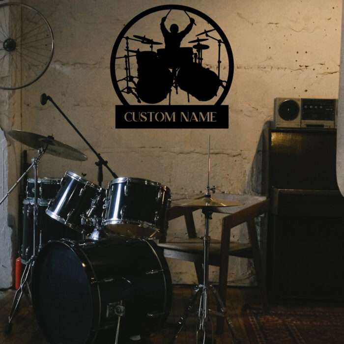 Ye Qin Hui Custom Drummer Metal Wall Sign - Personalized Drummer Metal Wall Art - Drummer Metal Wall Decor - Drummer Name Signs - Gift for Drummer - Drum Chamber Decor - Image 2