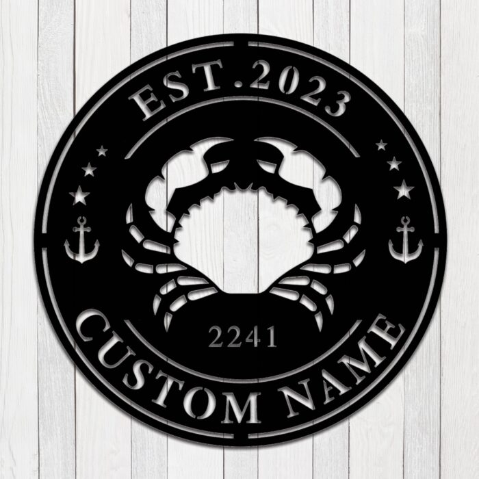 Custom Crab Metal Wall Sign - Personalized Crab Metal Wall Art - Crab Metal Wall Decor - Crab Name Signs - Crab Led Decor - Beach House Decor