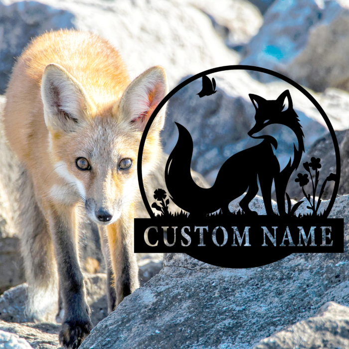 HIOKPLS Custom Floral Foxes Metal Wall Art,Personalized Foxes with Flowers Metal Sign,Foxes Metal Wall Decor, Home Decor,Foxes Cabin Sign,Foxes Lover Gift,8-24 inch - Image 3