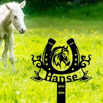 Goodqueen Personalized Horse Memorial Stake Grave Marker, Custom Horse Pet Grave Marker Memorial Remembrance Plaque, Outdoor Horse Tombstone Grief Funeral Sympathy Gifts Garden Memorial Stake