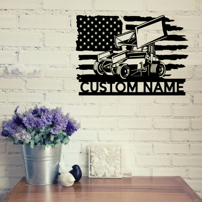 Custom Sprint Car Metal Wall Signs - Personalized Sprint Car Metal Wall Art - Sprint Car Metal Wall Decor - Sprint Car Name Signs - Gift For Dad - Car Home Decor - Image 2