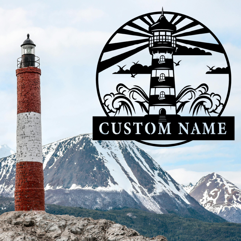 HIOKPLS Coastal Lighthouse Metal Sign,Personalized Family Name Wall Art for Beach House Decor,Custom Outdoor Metal Beach Sign,Unique Coastal Lighthouse Design,8-24 Inch - Image 6