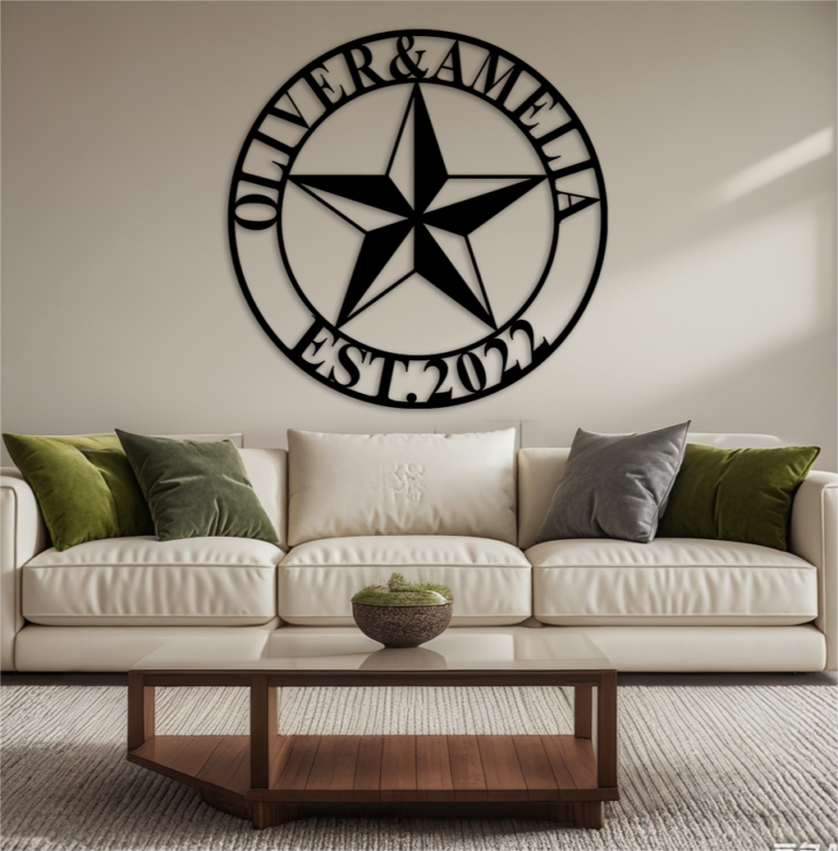 Five-pointed Star Outdoor Decor,Custom Last Name Sign,Custom Signs for Home Decor Wall,balck Metal Wall Art Decor,Family Name Sign 18inch - Image 3