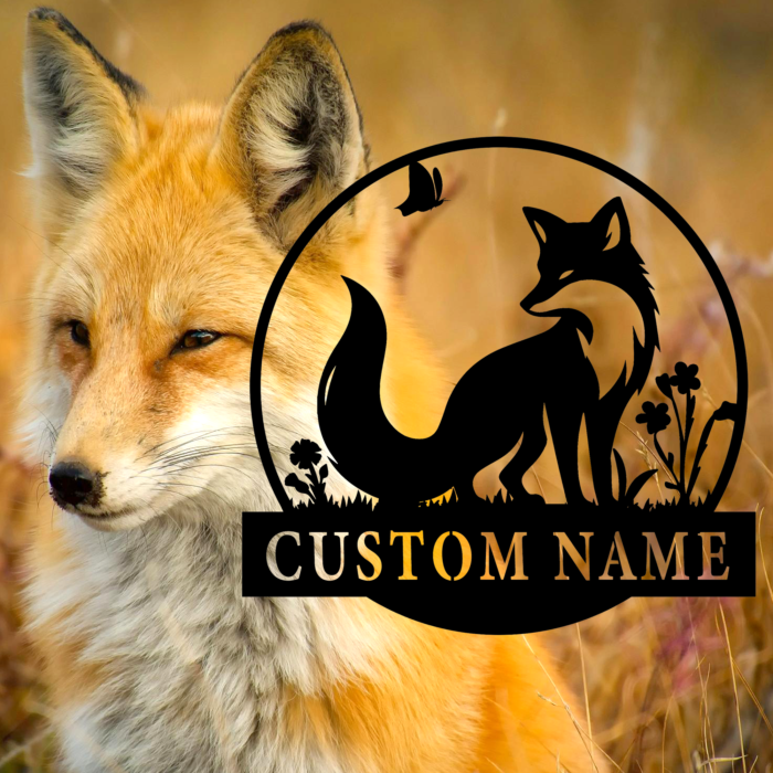 HIOKPLS Custom Floral Foxes Metal Wall Art,Personalized Foxes with Flowers Metal Sign,Foxes Metal Wall Decor, Home Decor,Foxes Cabin Sign,Foxes Lover Gift,8-24 inch - Image 4