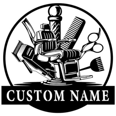 Custom Barbershop Metal Wall Art, Personalized Barbershop Name Sign, Decor For Barbershop, Barbershop Metal Decor, Hairdressers Gift, Wall Hangings, [Custom Color And Name]