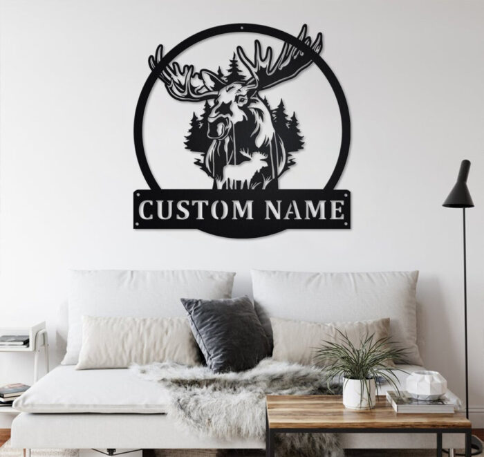 Custom Moose Outdoor Metal Wall Art, Personalized Moose Name Sign, Moose Outdoor Decor, Custom Deer Metal Signs Customized Outdoor, Home Decor Gifts,personalized Name Logo - Image 3